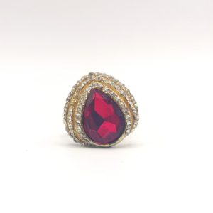 Rhombus-Cut Ruby Diamond Ring