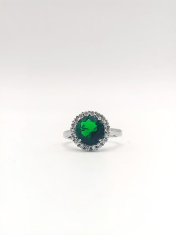Emerald-Cut Green Gemstone Ring