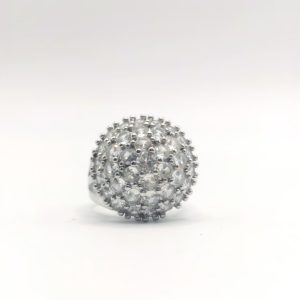 Round Silver Diamond Interlock Ring
