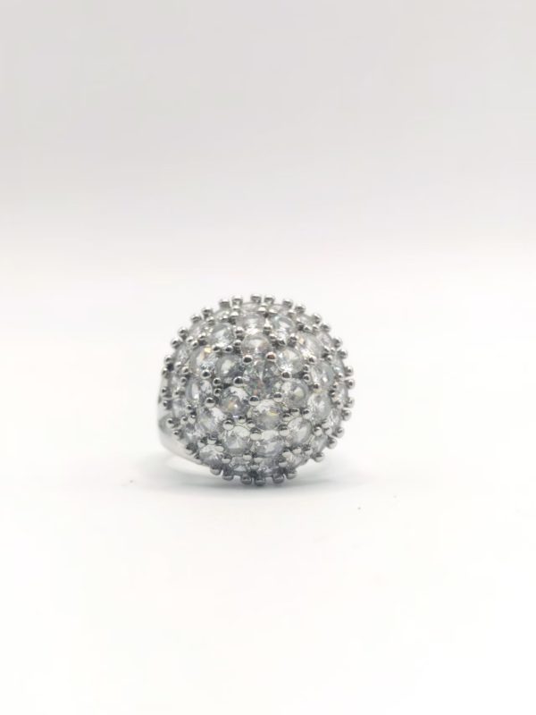Round Silver Diamond Interlock Ring