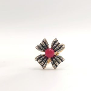 Ruby Bow-Tie Clover Ring